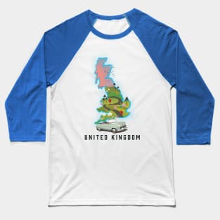 Travel map of the United Kingdom Baseball T-Shirt